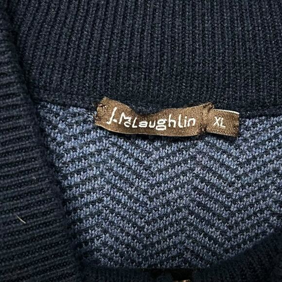 J. McLaughlin 1/4 Zip Pullover Sweater Men's Sz XL Navy Blue Coastal Prep Cotton - Picture 4 of 6